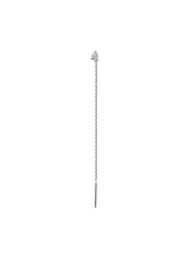 Aristocrazy Pendientes Por Unidad-Pendiente Individual De Oro Blanco De 9K Con Cadena Y Diamantes