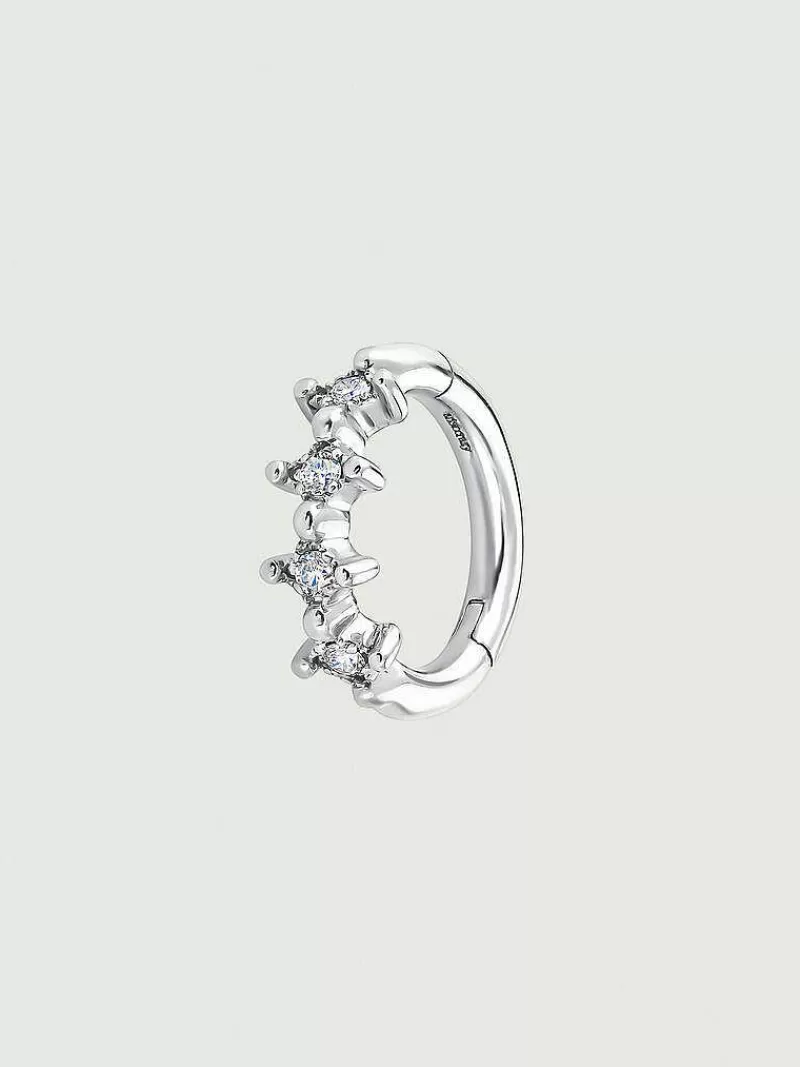 Aristocrazy Pendientes Por Unidad-Pendiente Individual De Oro Blanco De 9K Con Diamantes