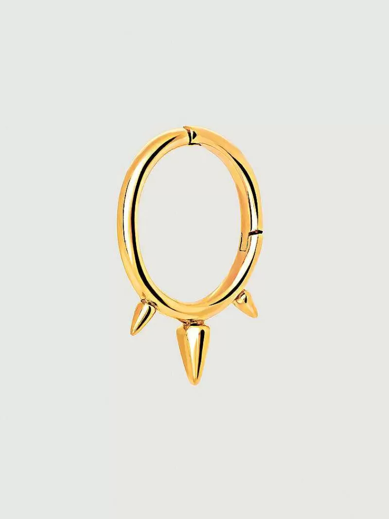 Aristocrazy Pendientes Por Unidad-Pendiente Individual De Plata 925 Banada En Oro Amarillo De 9K Con Pinchos