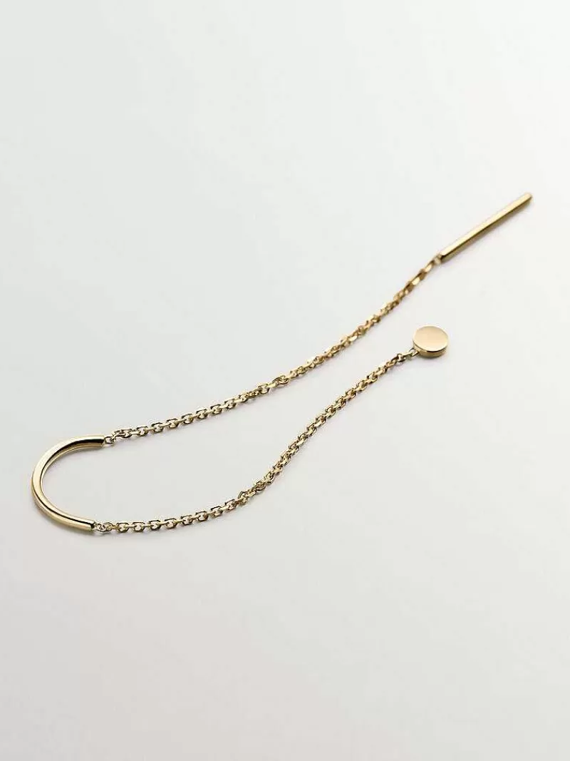Aristocrazy Pendientes Por Unidad-Pendiente Individual Largo De Oro Amarillo De 9K Con Cadena