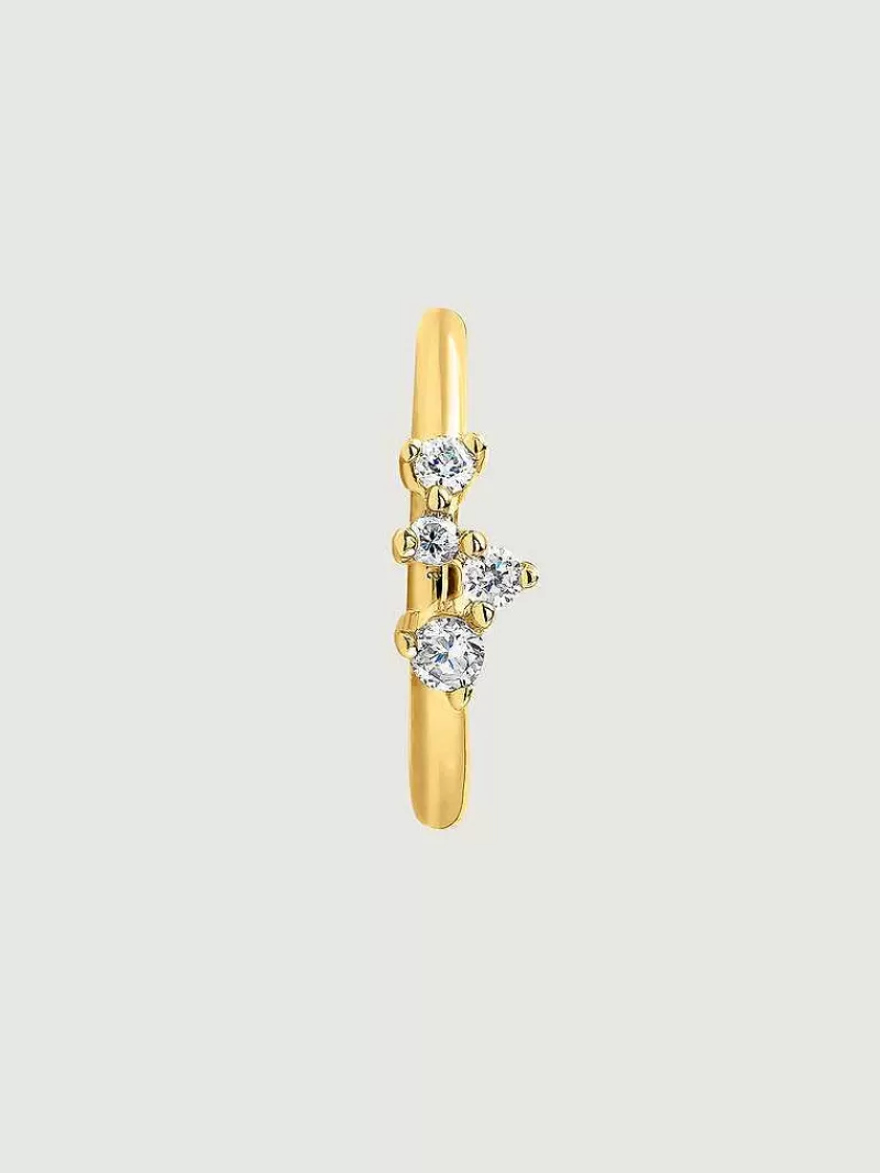 Aristocrazy Pendientes Por Unidad-Pendiente Individual Pequeno De Aro De Oro Amarillo De 9K Con Diamantes