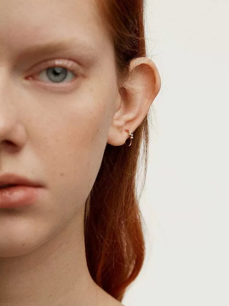 Aristocrazy Pendientes Por Unidad-Pendiente Individual Pequeno De Aro De Oro Amarillo De 9K Con Diamantes