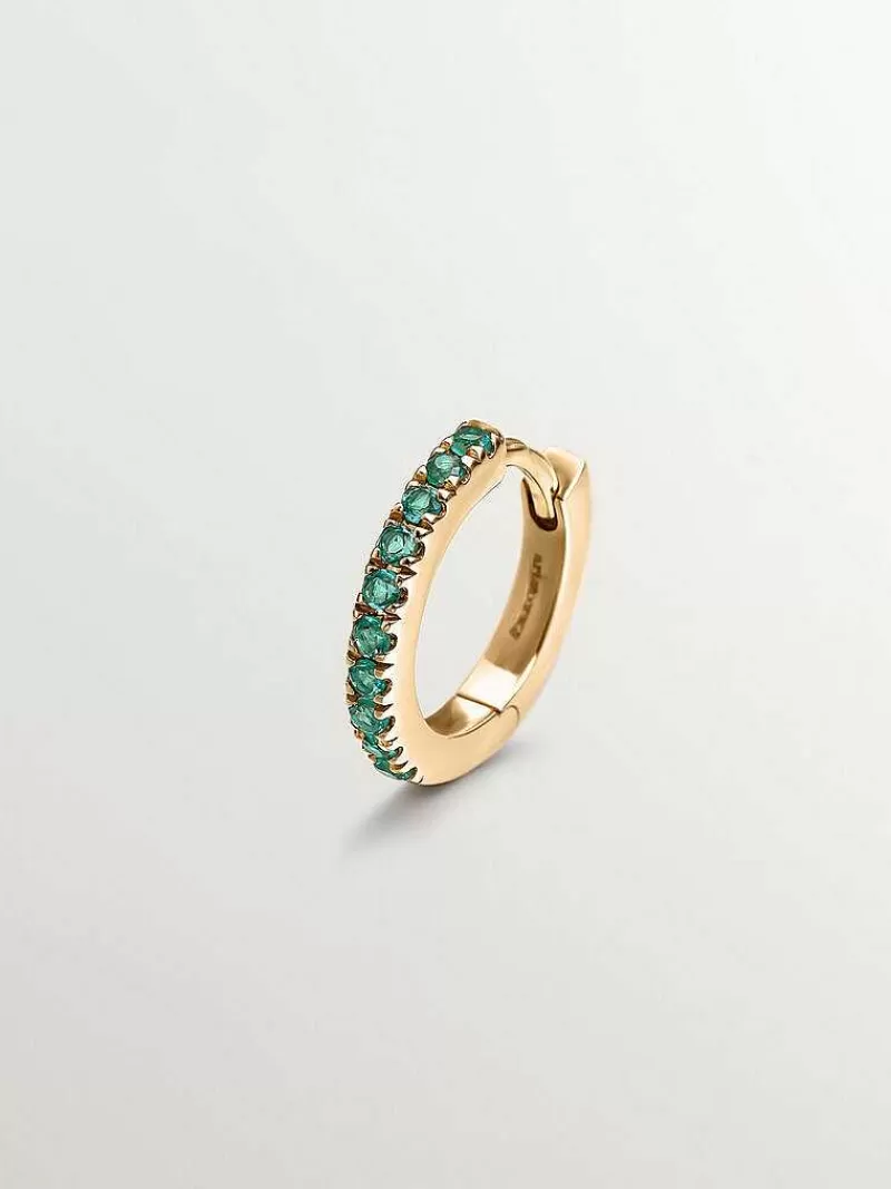 Aristocrazy Pendientes Por Unidad-Pendiente Individual Pequeno De Aro De Oro Amarillo De 9K Con Esmeraldas