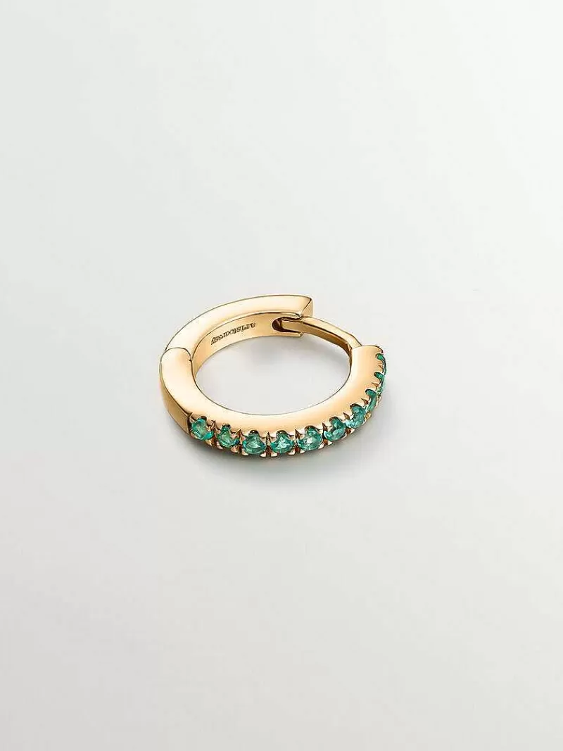 Aristocrazy Pendientes Por Unidad-Pendiente Individual Pequeno De Aro De Oro Amarillo De 9K Con Esmeraldas