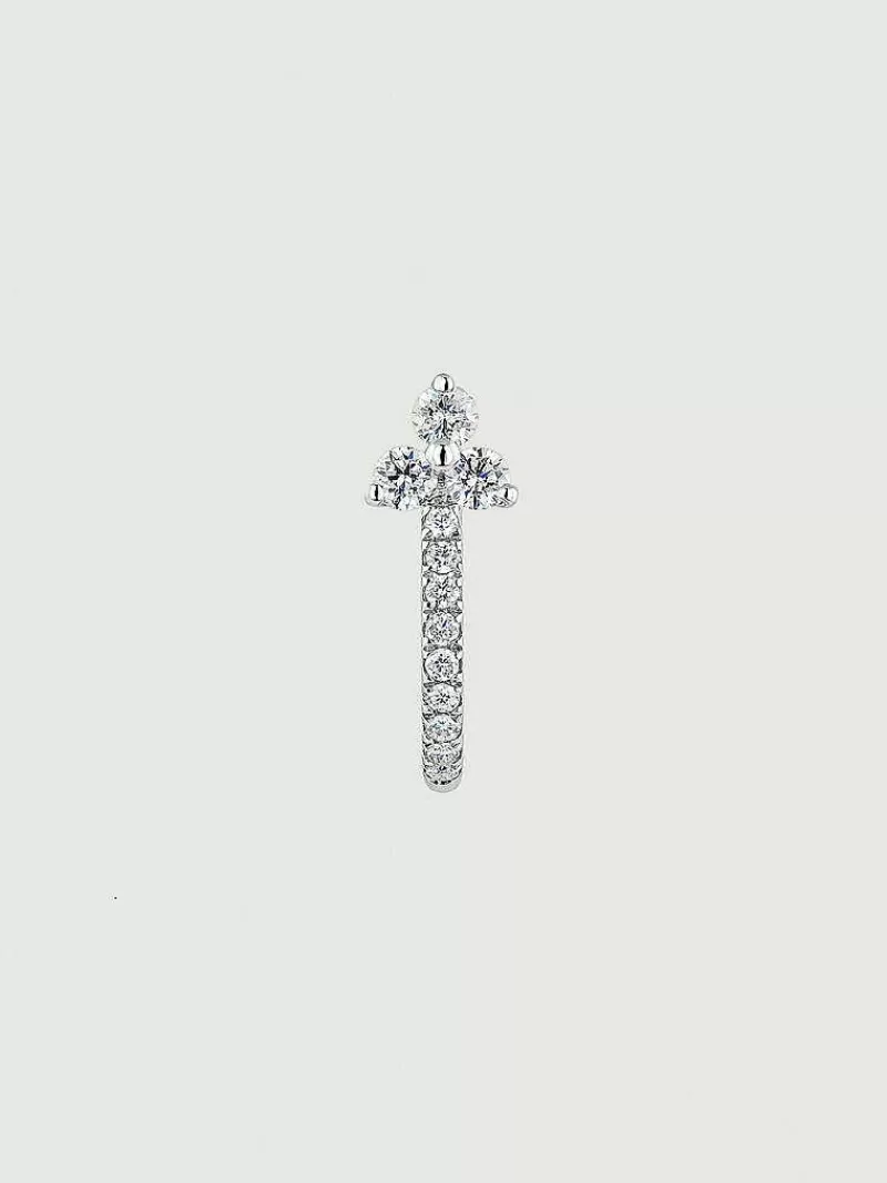 Aristocrazy Pendientes Por Unidad-Pendiente Individual Pequeno De Aro De Oro Blanco De 18K Con Diamantes