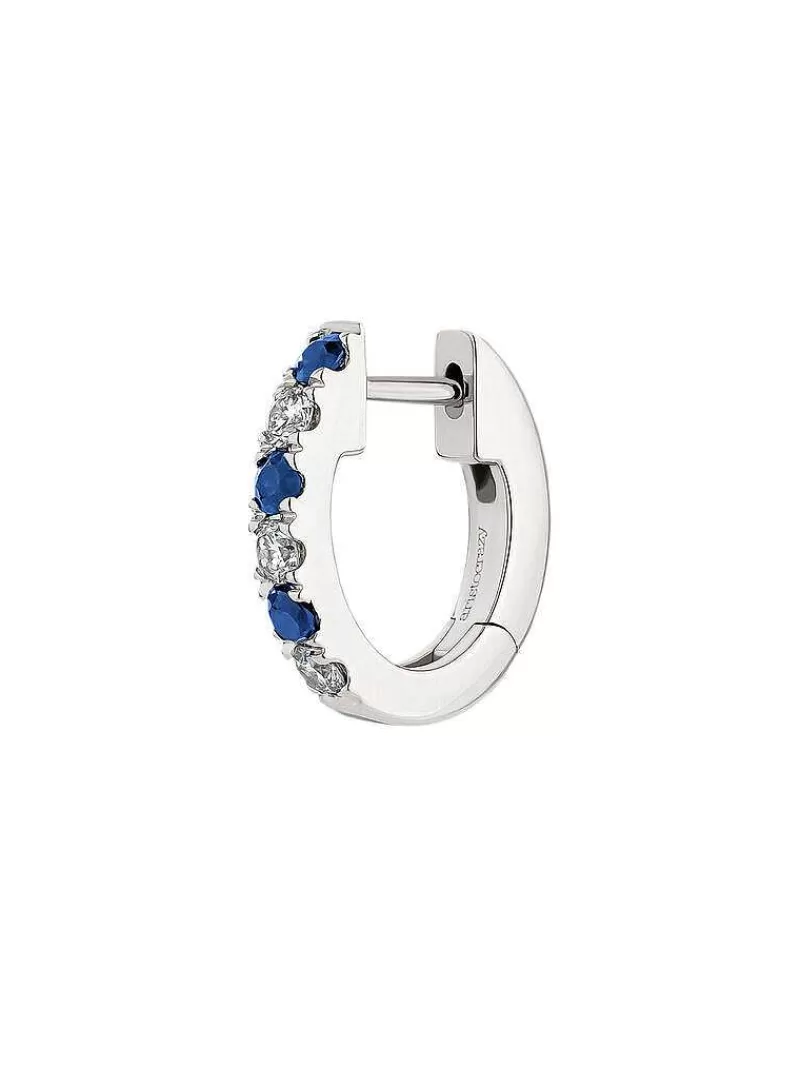 Aristocrazy Pendientes Por Unidad-Pendiente Individual Pequeno De Aro De Oro Blanco De 9K Con Zafiros Azules Y Diamantes
