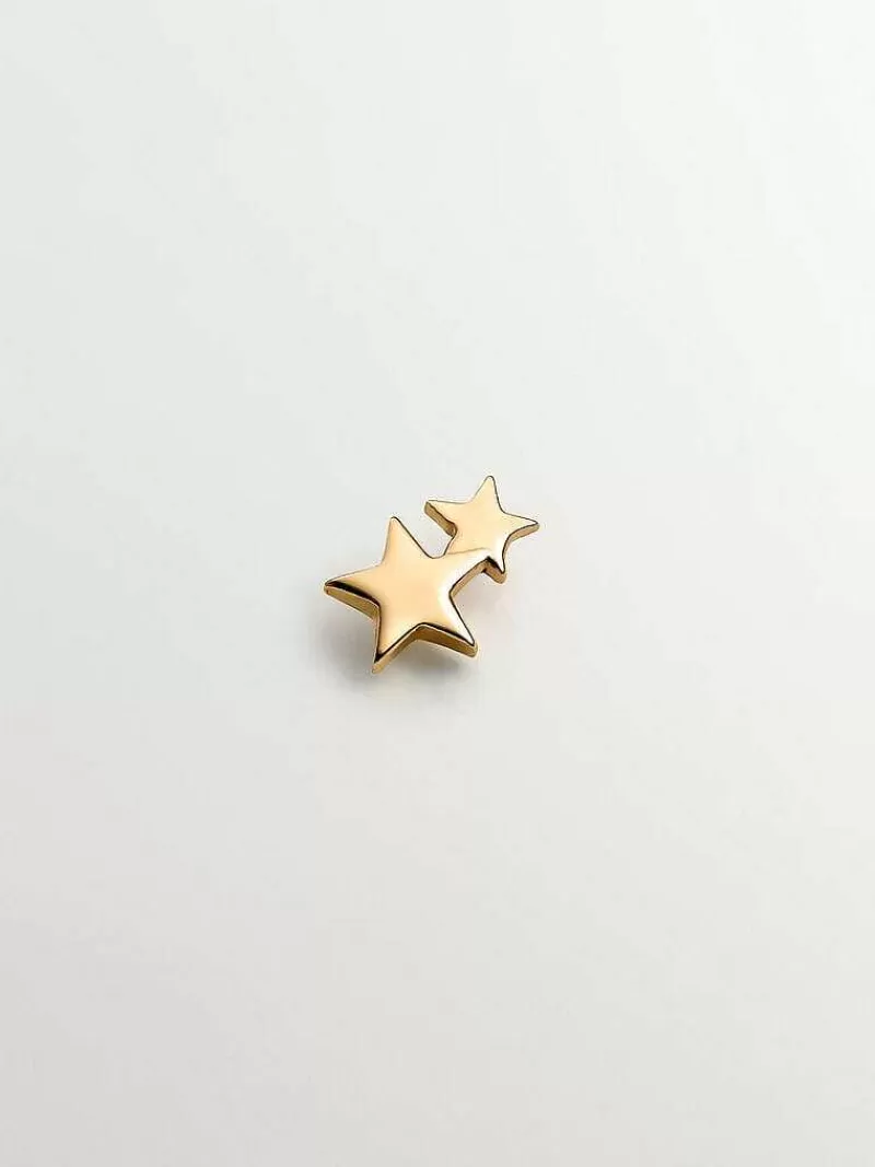 Aristocrazy Pendientes Por Unidad-Pendiente Individual Pequeno De Plata 925 Banada En Oro Amarillo De 18K Con Estrellas
