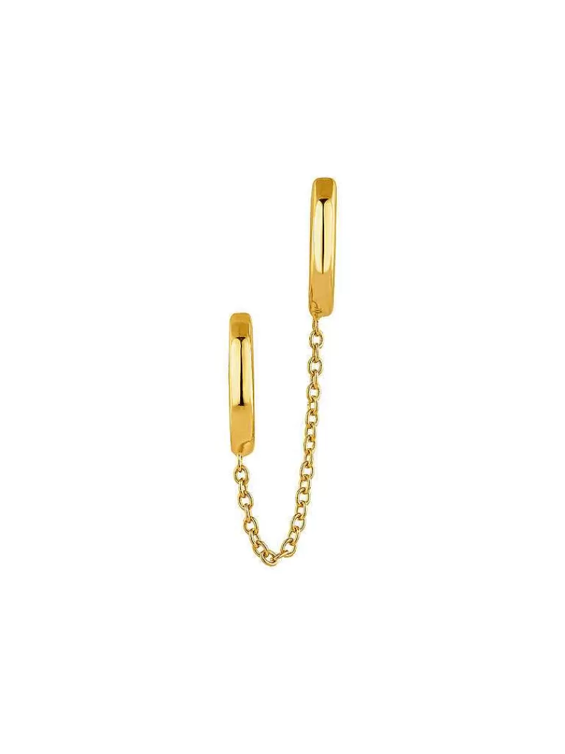 Aristocrazy Pendientes Por Unidad-Pendiente Individual Trepador De Plata 925 Banada En Oro Amarillo De 18K Con Doble Aro