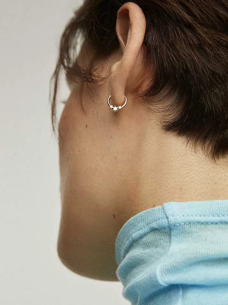 Aristocrazy Pendientes Por Unidad-Pendiente Pequeno De Aro De Oro Amarillo De 9K Con Estrellas