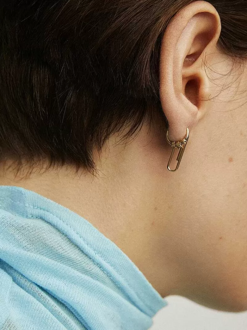 Aristocrazy Pendientes Por Unidad-Pendiente Pequeno De Aro De Oro Amarillo De 9K Con Estrellas
