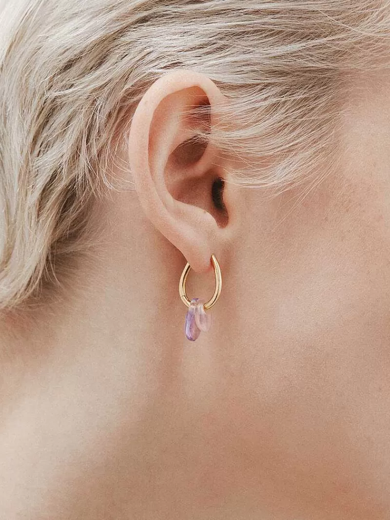 Aristocrazy Pendientes De Plata-Pendientes De Aro De Plata 925 Banada En Oro Amarillo De 18K Con Agata Rosa