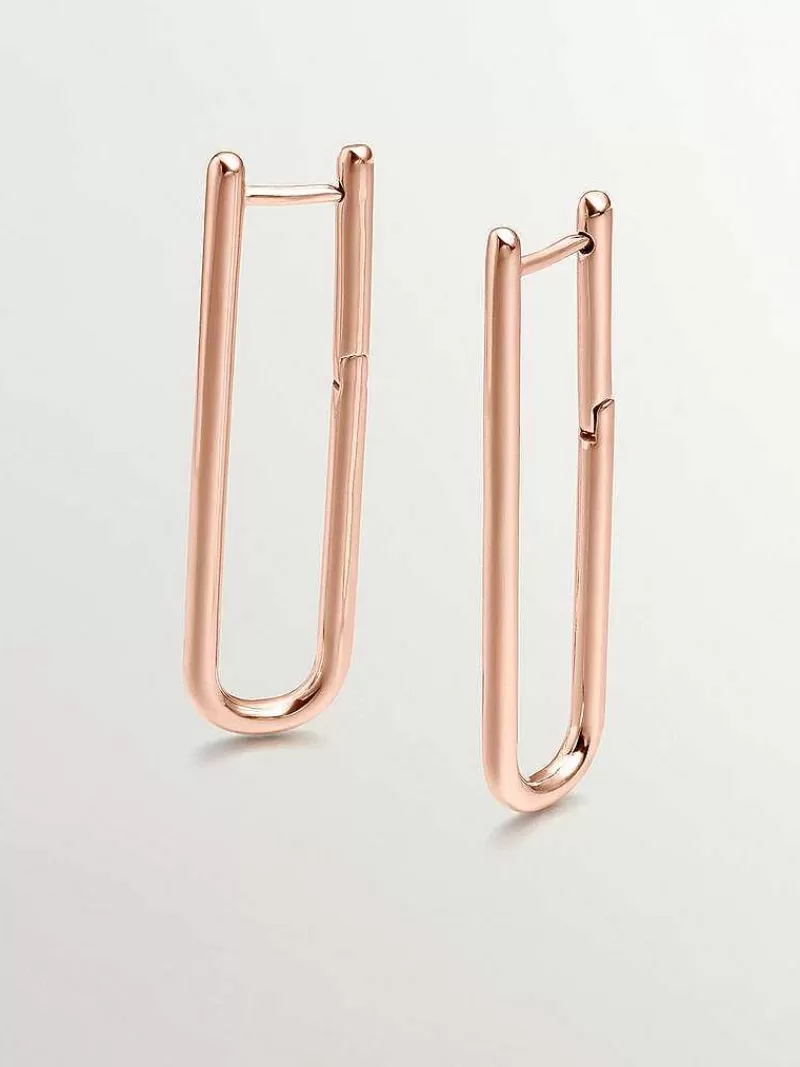 Aristocrazy Pendientes De Plata-Pendientes De Aro Extra Largo De Plata 925 Banada En Oro Rosa De 18K