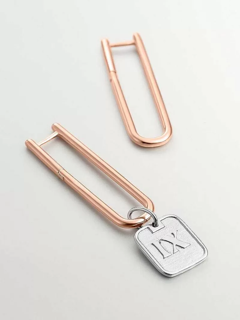 Aristocrazy Pendientes De Plata-Pendientes De Aro Extra Largo De Plata 925 Banada En Oro Rosa De 18K