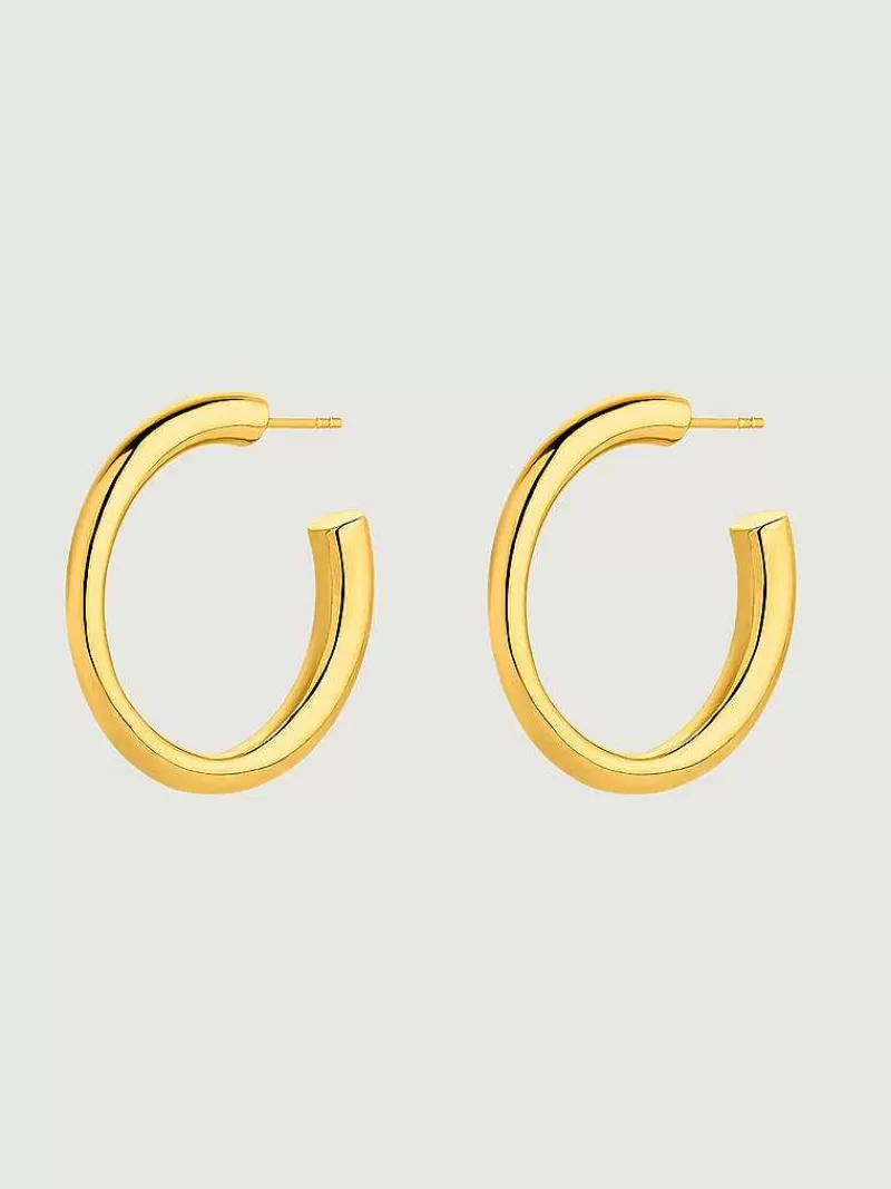 Aristocrazy Pendientes De Aro-Pendientes De Aro Grandes De Plata 925 Banada En Oro Amarillo De 18K