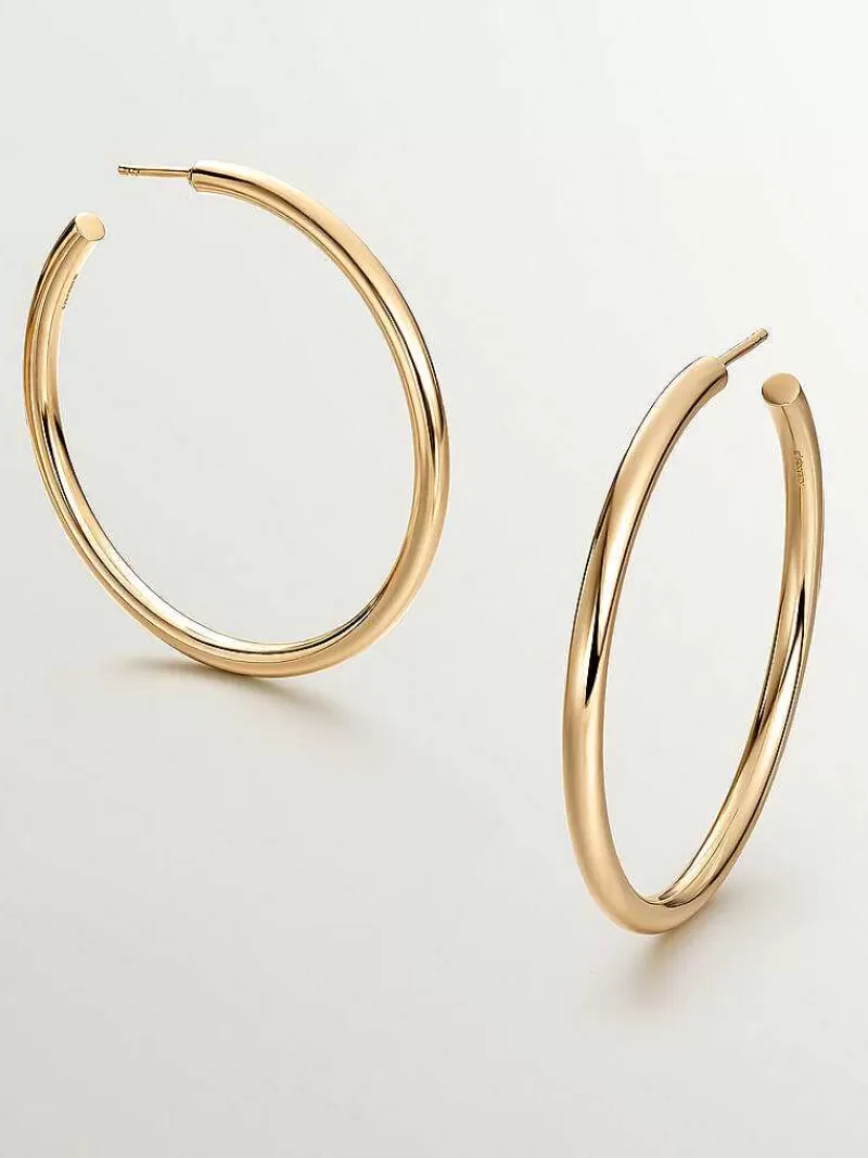 Aristocrazy Pendientes De Aro-Pendientes De Aro Grandes De Plata 925 Banada En Oro Amarillo De 18K