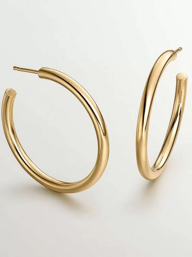 Aristocrazy Joyas Personalizadas-Pendientes De Aro Grandes De Plata 925 Banada En Oro Amarillo De 18K