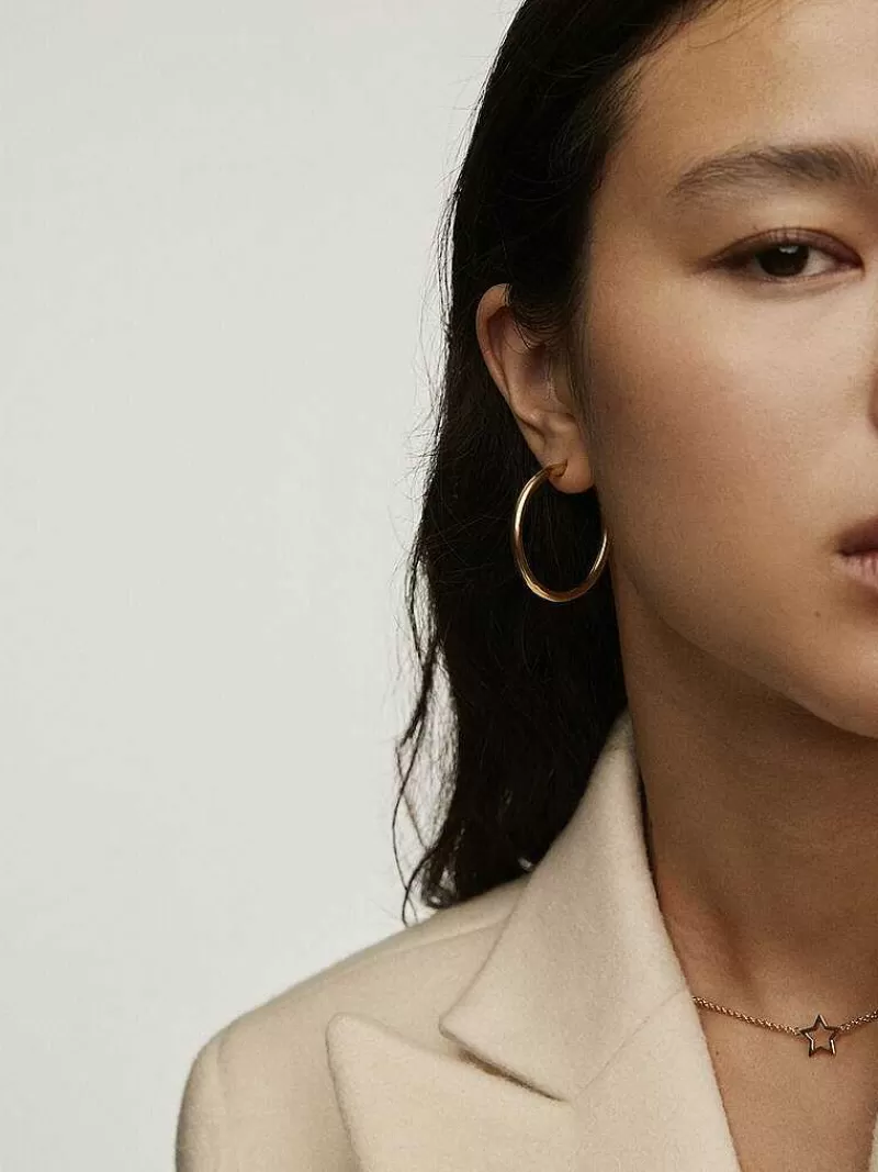 Aristocrazy Joyas Personalizadas-Pendientes De Aro Grandes De Plata 925 Banada En Oro Amarillo De 18K