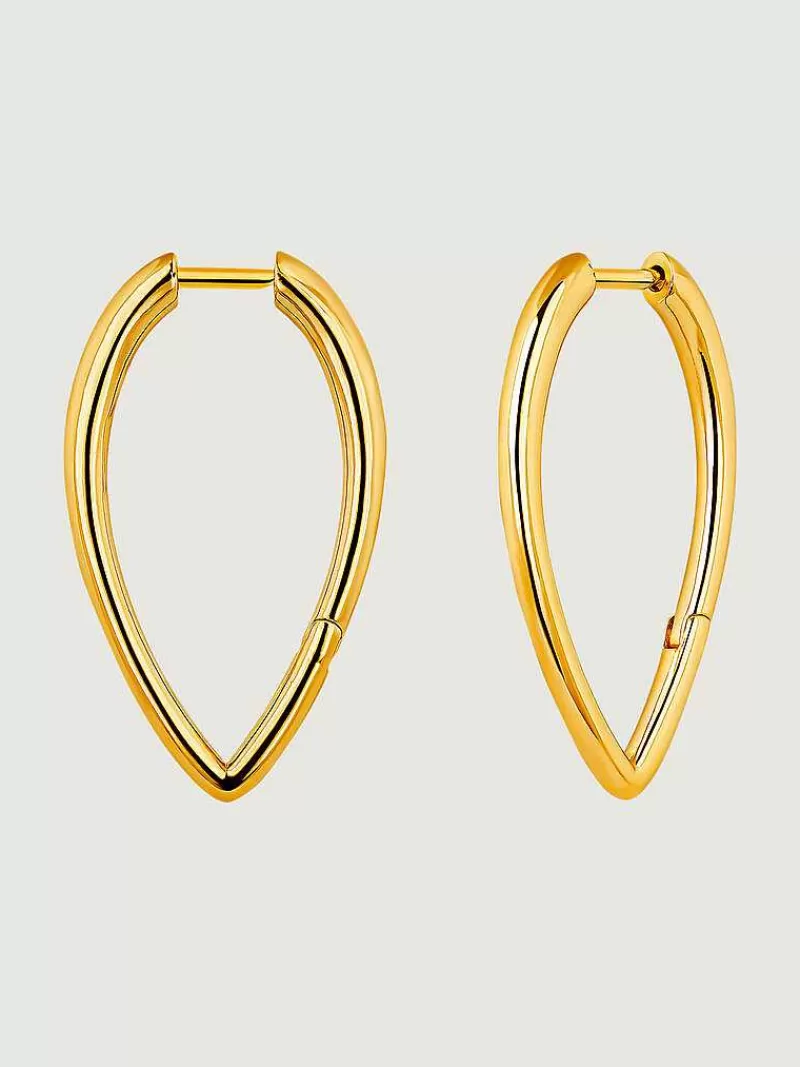 Aristocrazy Pendientes De Plata-Pendientes De Aro Grandes De Plata 925 Banada En Oro Amarillo De 18K Con Forma De Gota