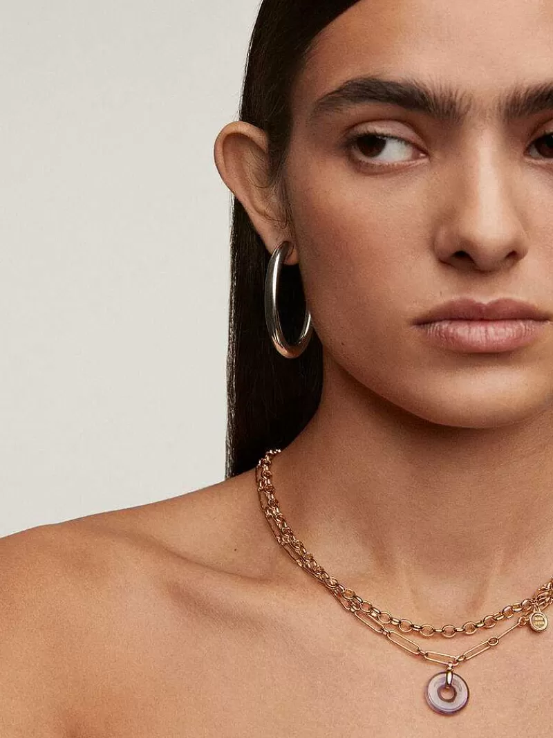 Aristocrazy Pendientes De Plata-Pendientes De Aro Grandes De Plata 925 Con Forma Ovalada