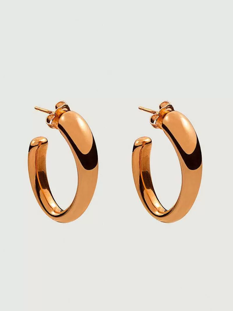Aristocrazy Pendientes De Plata-Pendientes De Aro Grandes Y Gruesos De Plata 925 Banada En Oro Rosa De 18K Con Forma Ovalada
