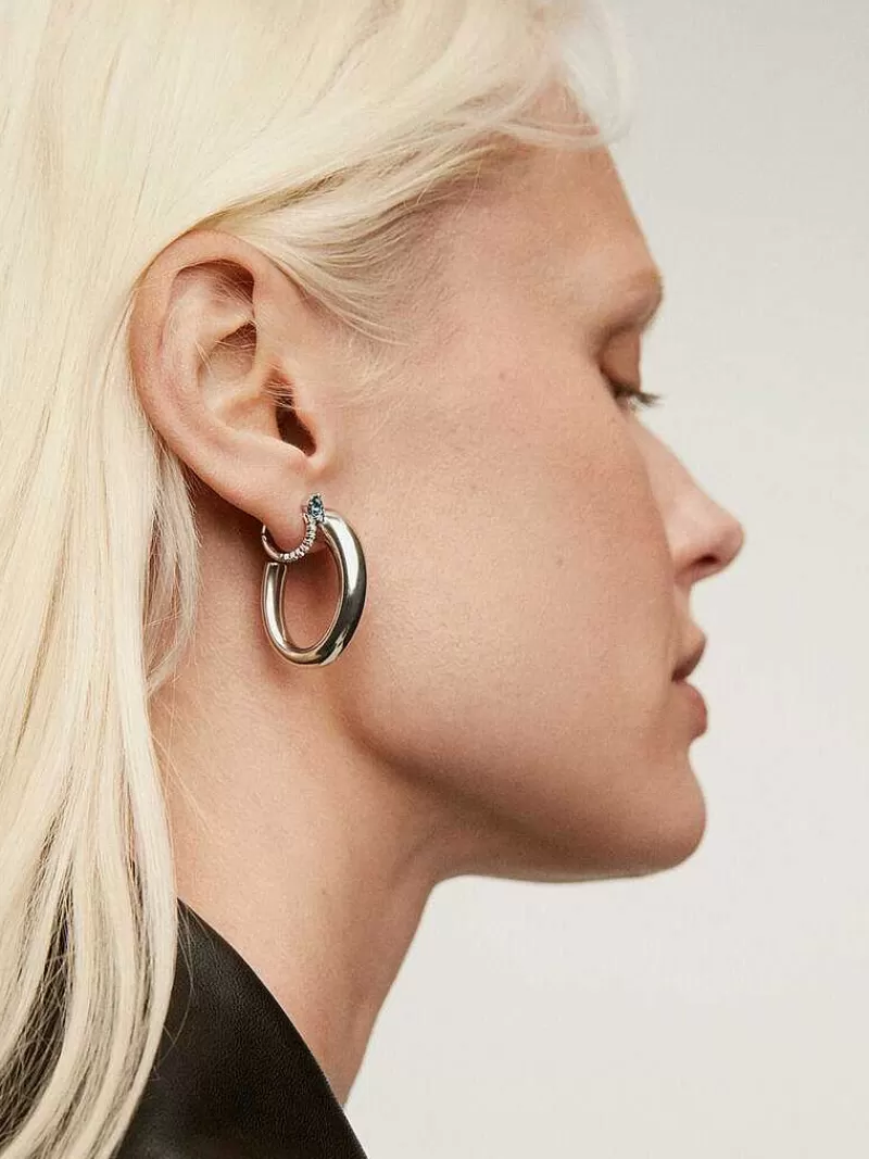 Aristocrazy Pendientes De Plata-Pendientes De Aro Grandes Y Gruesos De Plata 925 Con Forma Ovalada