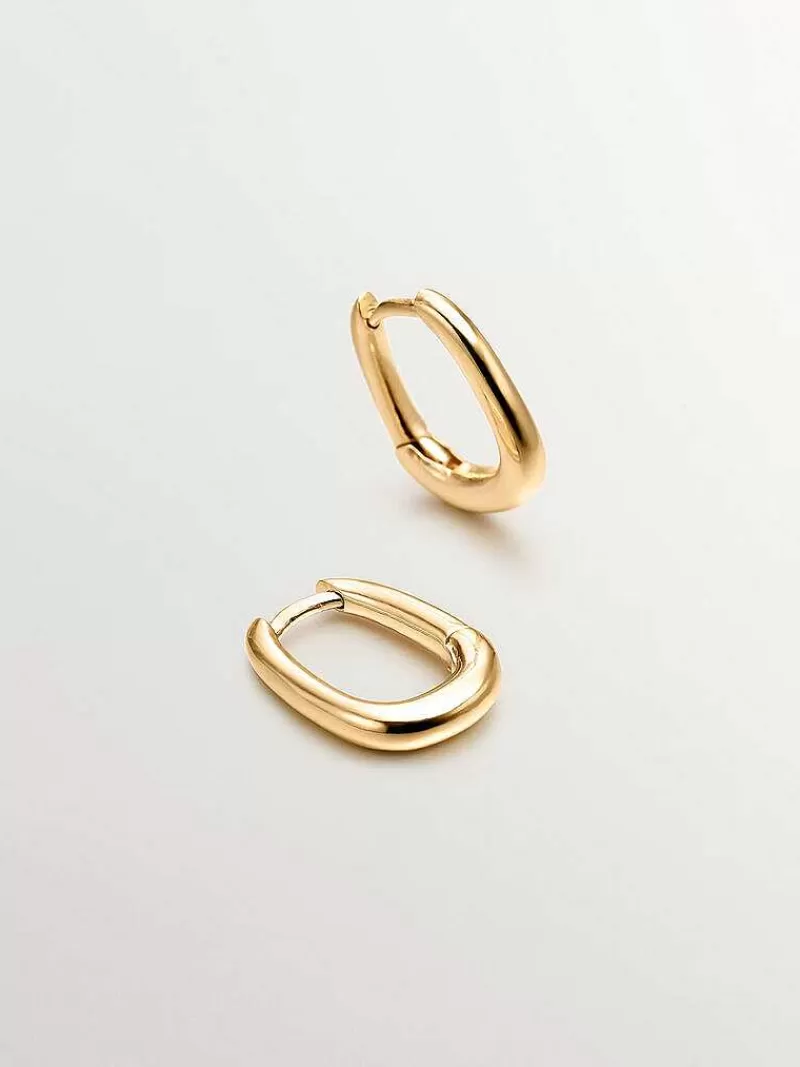 Aristocrazy Pendientes De Plata-Pendientes De Aro Grueso De Plata 925 Banada En Oro Amarillo De 18K