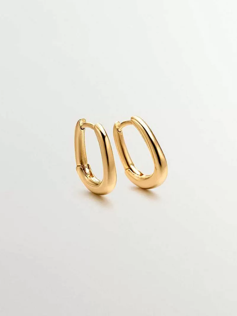 Aristocrazy Pendientes De Plata-Pendientes De Aro Grueso De Plata 925 Banada En Oro Amarillo De 18K