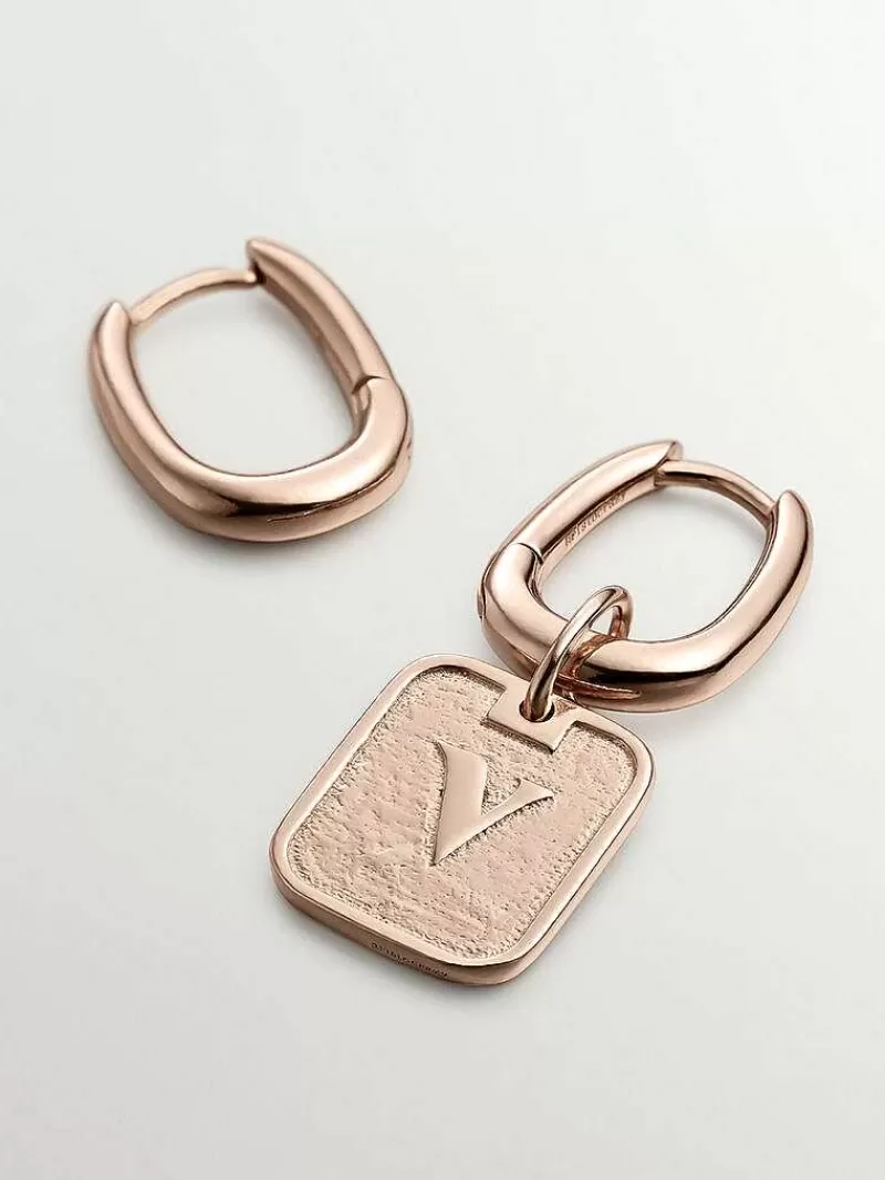 Aristocrazy Pendientes De Plata-Pendientes De Aro Grueso De Plata 925 Banada En Oro Rosa De 18K