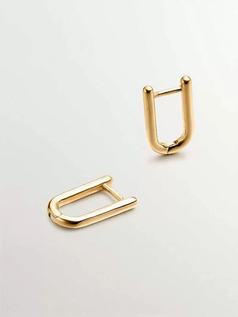 Aristocrazy Pendientes De Plata-Pendientes De Aro Largo De Plata 925 Banada En Oro Amarillo De 18K