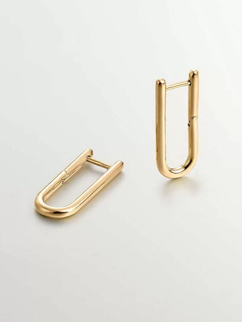 Aristocrazy Pendientes De Plata-Pendientes De Aro Largo De Plata 925 Banada En Oro Amarillo De 18K