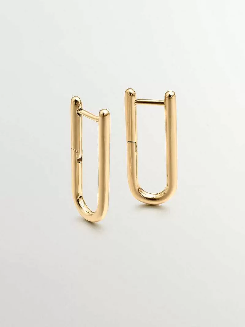 Aristocrazy Pendientes De Plata-Pendientes De Aro Largo De Plata 925 Banada En Oro Amarillo De 18K