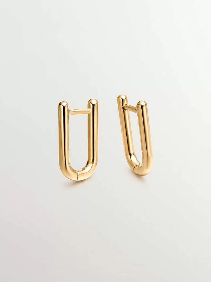 Aristocrazy Pendientes De Plata-Pendientes De Aro Largo De Plata 925 Banada En Oro Amarillo De 18K