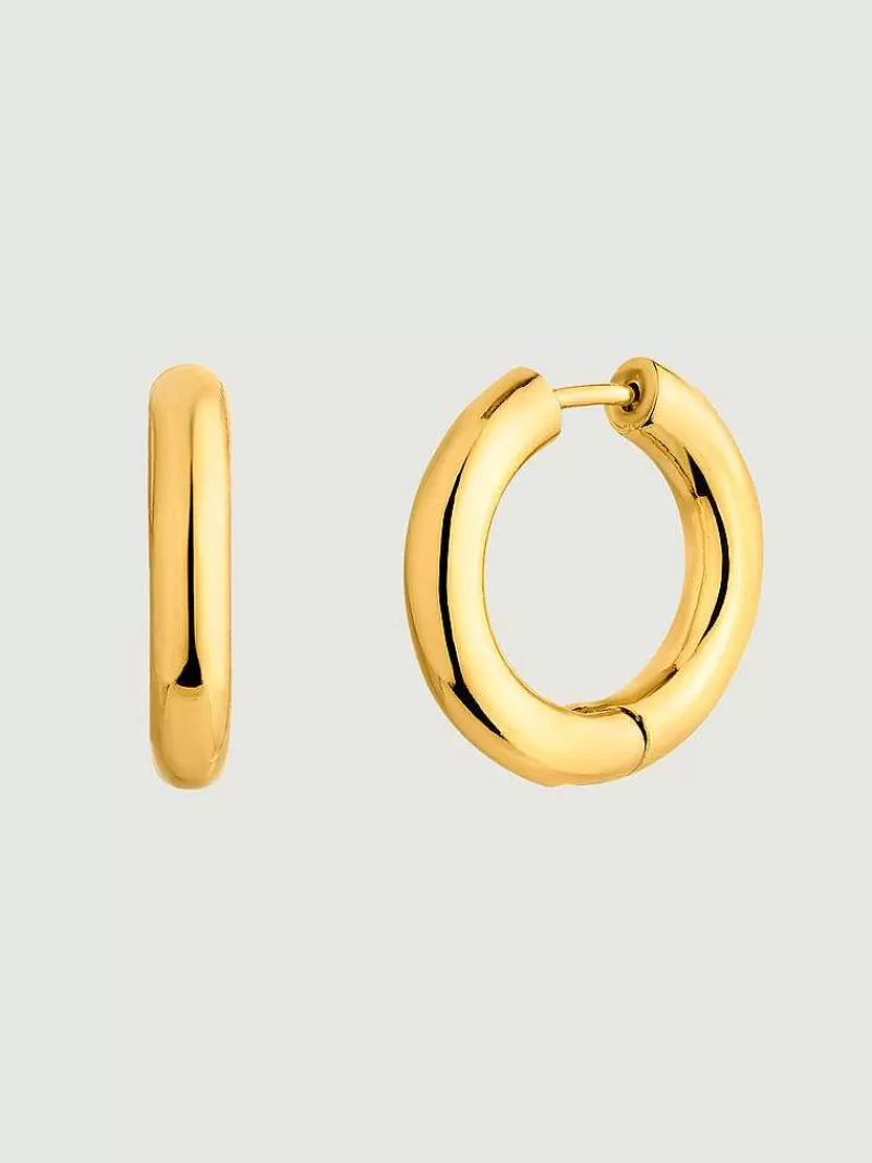 Aristocrazy Pendientes De Plata-Pendientes De Aro Medianos De Plata 925 Banada En Oro Amarillo De 18K