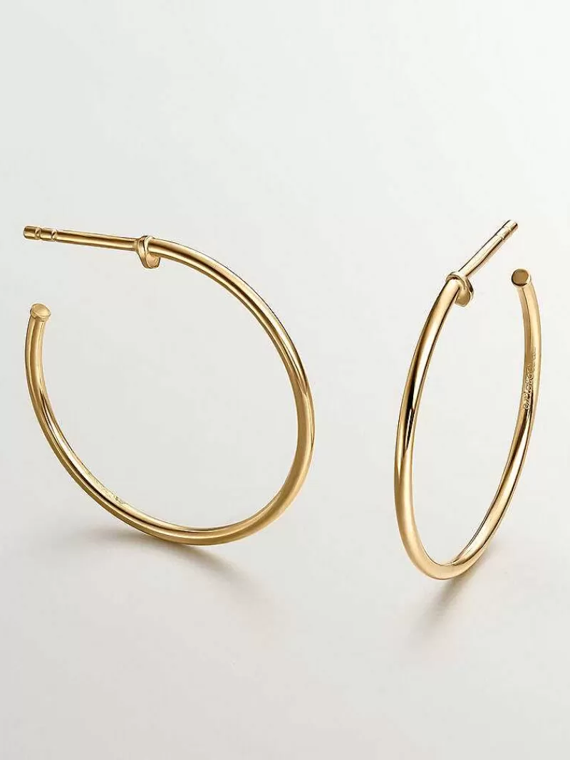 Aristocrazy Pendientes De Aro-Pendientes De Aro Medianos De Plata 925 Banada En Oro Amarillo De 18K