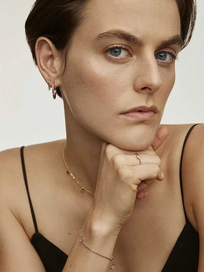 Aristocrazy Pendientes De Plata-Pendientes De Aro Medianos De Plata 925 Banada En Oro Amarillo De 18K