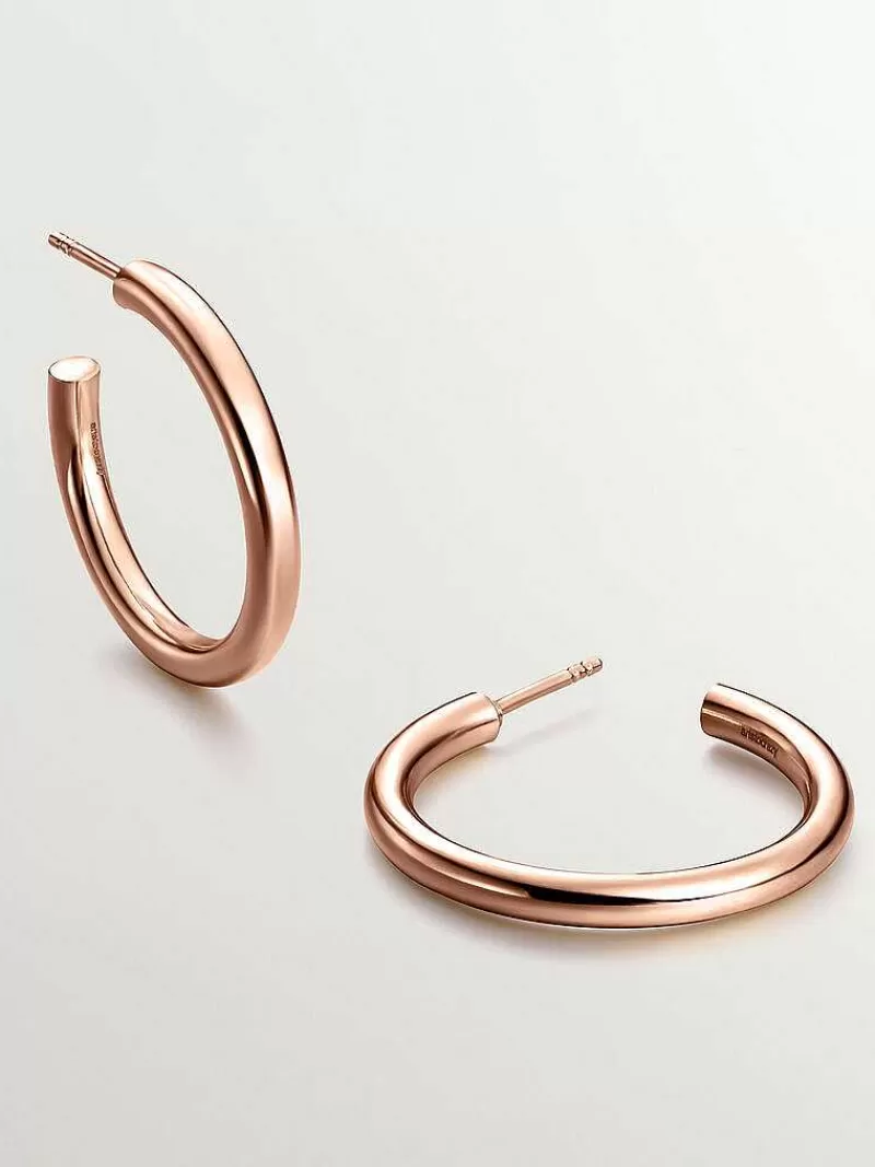 Aristocrazy Pendientes De Plata-Pendientes De Aro Medianos De Plata 925 Banada En Oro Rosa De 18K
