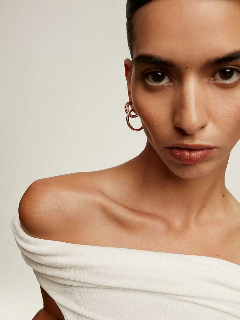 Aristocrazy Pendientes De Plata-Pendientes De Aro Medianos De Plata 925 Banada En Oro Rosa De 18K