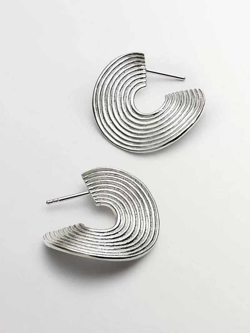 Aristocrazy Pendientes De Aro-Pendientes De Aro Medianos De Plata 925 Con Relieve Y Forma Irregular