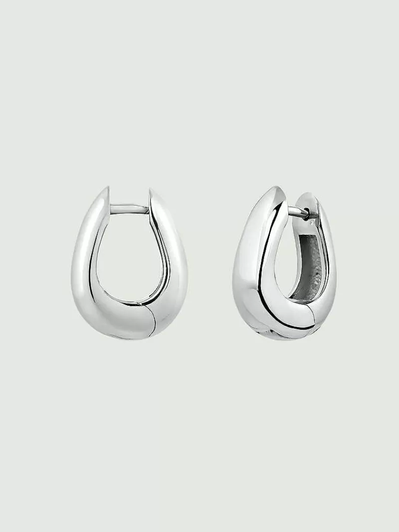 Aristocrazy Pendientes De Plata-Pendientes De Aro Medianos Gruesos De Plata 925 Con Forma Ovalada