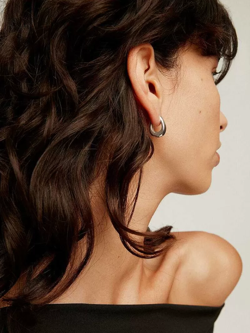 Aristocrazy Pendientes De Plata-Pendientes De Aro Medianos Gruesos De Plata 925 Con Forma Ovalada