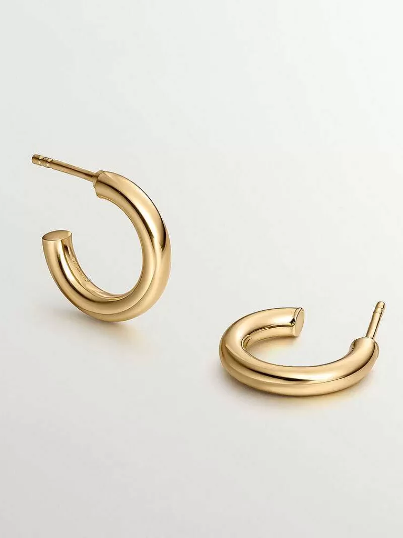 Aristocrazy Pendientes De Aro-Pendientes De Aro Pequenos De Plata 925 Banada En Oro Amarillo De 18K