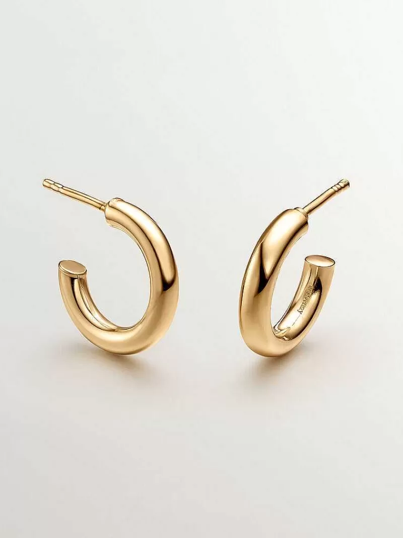 Aristocrazy Pendientes De Aro-Pendientes De Aro Pequenos De Plata 925 Banada En Oro Amarillo De 18K