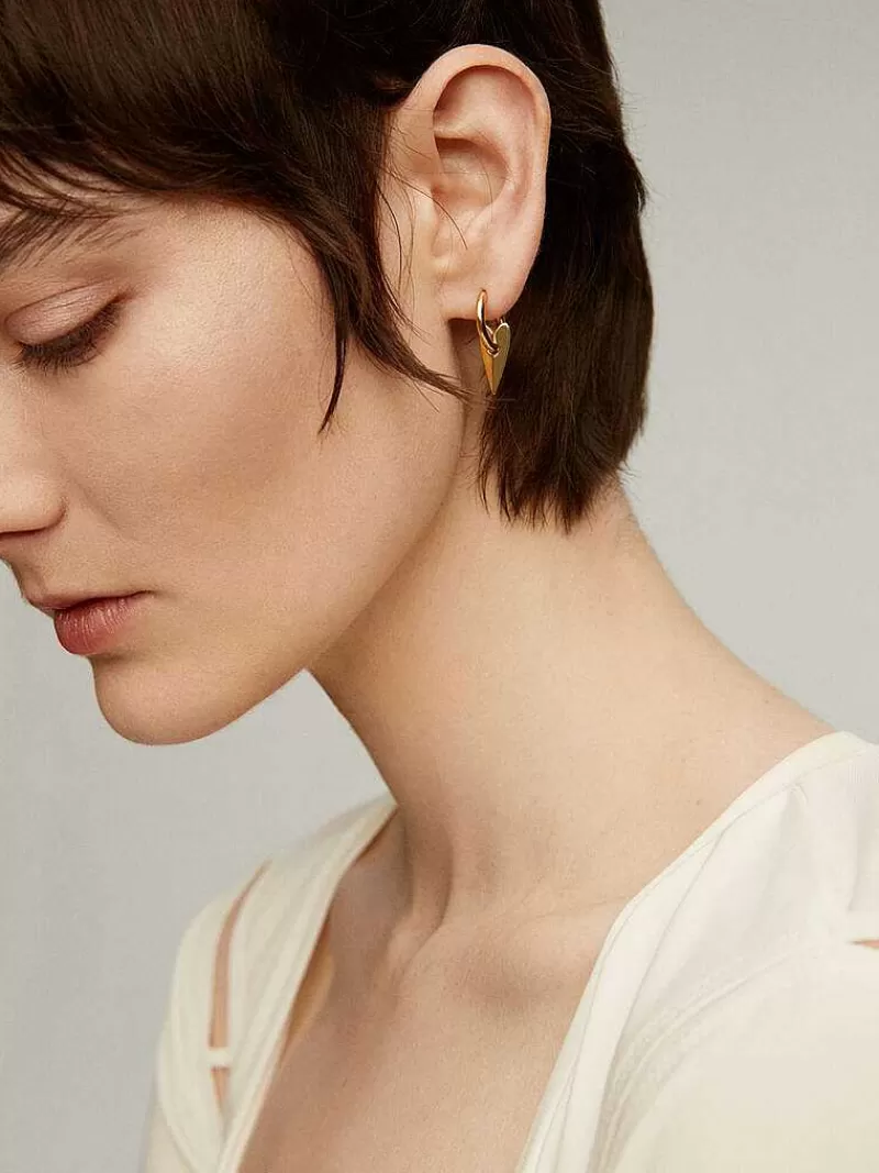 Aristocrazy Pendientes De Plata-Pendientes De Aro Pequenos De Plata 925 Banada En Oro Amarillo De 18K Con Corazon