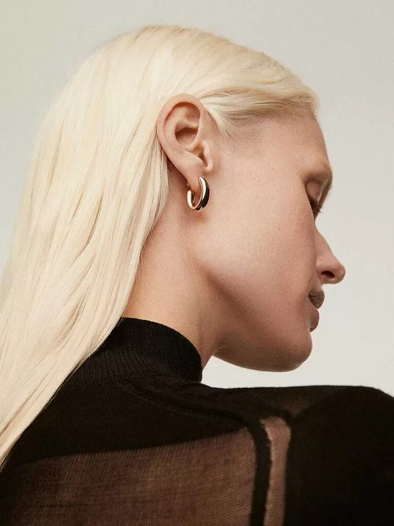 Aristocrazy Pendientes De Plata-Pendientes De Aro Pequenos Ovalados De Plata 925 Banada En Oro Rosa De 18K