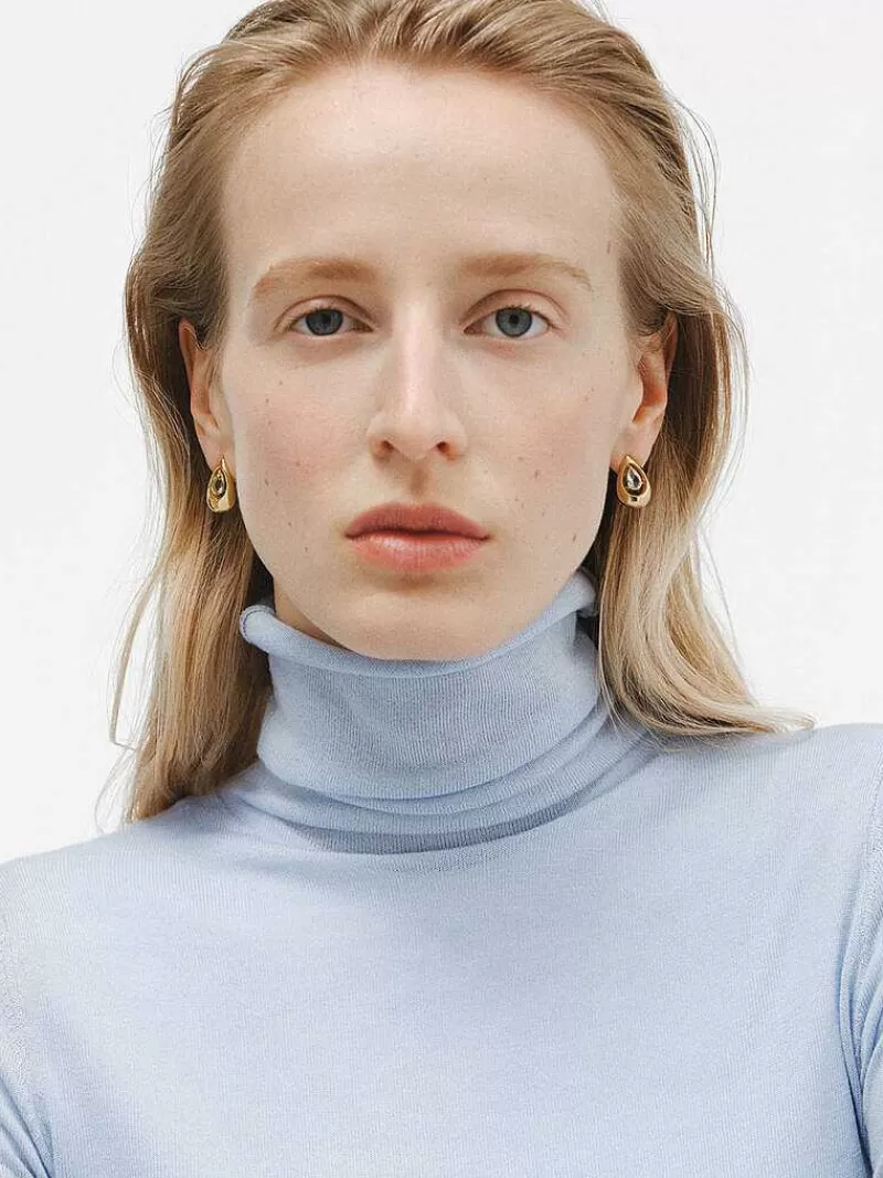 Aristocrazy Pendientes De Plata-Pendientes De Plata 925 Banada En Oro Amarillo De 18K Con Topacios Blancos