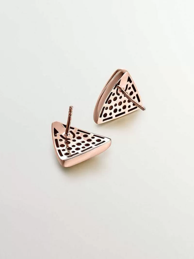 Aristocrazy Pendientes De Plata-Pendientes De Plata 925 Banada En Oro Rosa De 18K Con Forma Triangular