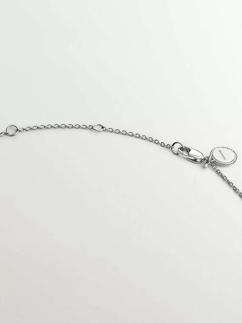 Aristocrazy Collares De Plata-Pendientes De Plata 925 Y Oro Blanco De 18K Con Perlas Blancas, Diamantes Blancos Y Esmalte Gris