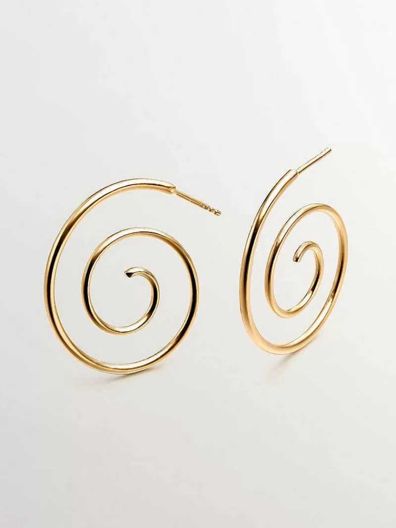 Aristocrazy Joyas Personalizadas-Pendientes En Espiral De Plata 925 Banada En Oro Amarillo De 18K