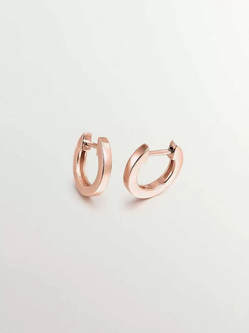 Aristocrazy Pendientes De Plata-Pendientes Pequenos De Aro De Plata 925 Banada En Oro Rosa De 18K