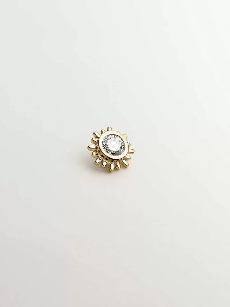 Aristocrazy Piercings Con Diamantes-Piercing Chaton De Oro Amarillo De 18K Con Diamante